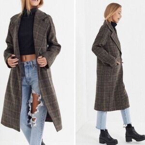 Avec Les Filles Double Breasted Plaid Wool Coat Oversized Women’s Medium